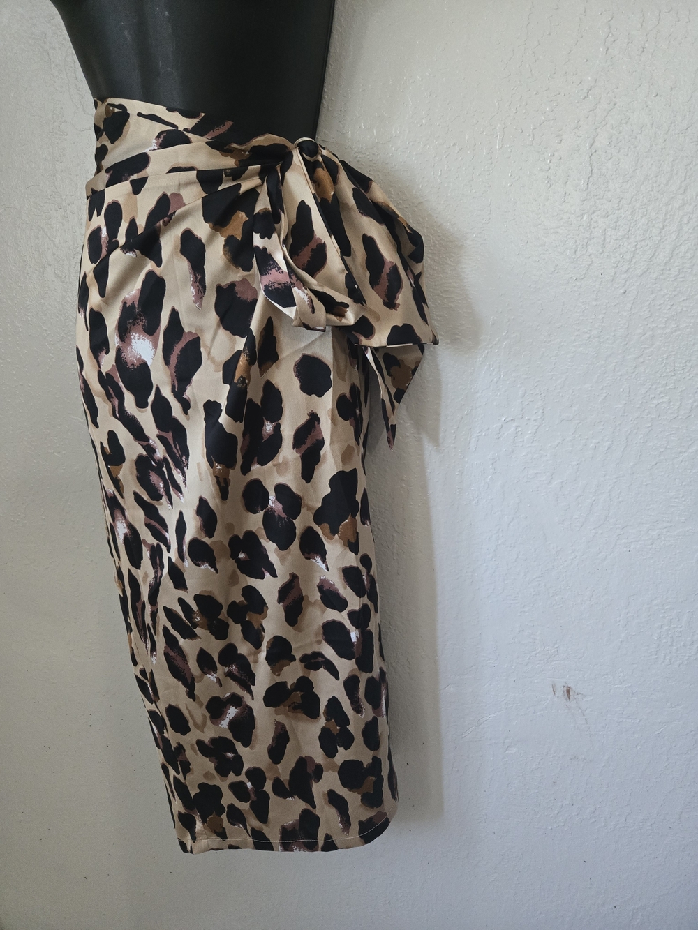 Never Fully Dressed Leopard-Print Midi Wrap Skirt in Beige, Black & Pink - Picture 5 of 11